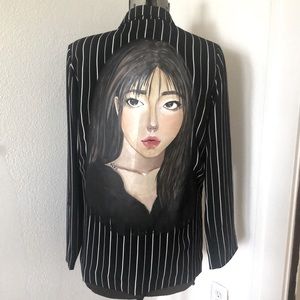 Hand-Painted Portrait Blazer